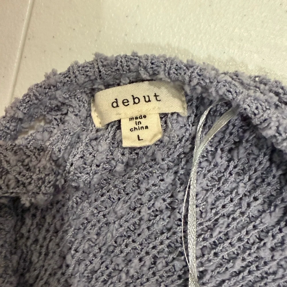 Debut Open Back Knit Sweater Lavender Size L Cozy Chic